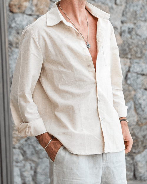 Cape Town Men's 100% Linen Shirt, alternate angle 1