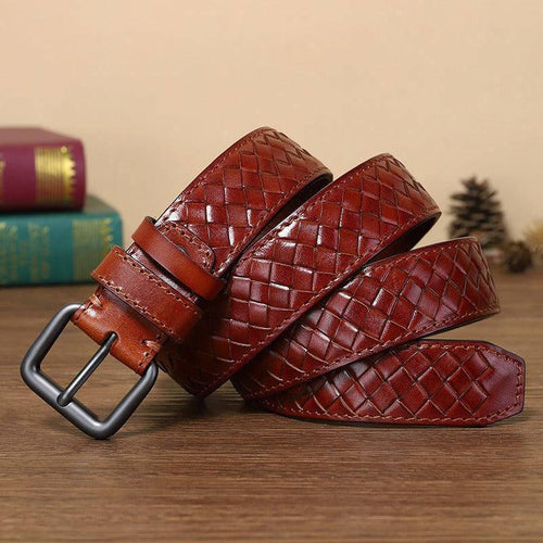 Anatol Men's Braided Leather Belt, alternate angle 1