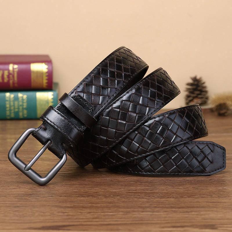 Anatol Men's Braided Leather Belt photographed for Eaton Row Co.