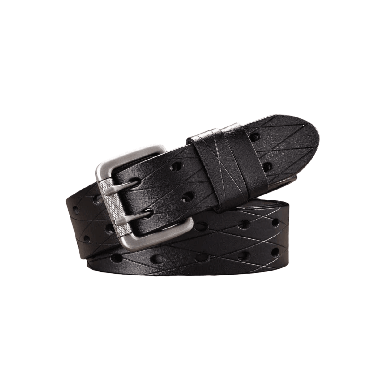 Svetunia Men's Double-Pin Leather Belt, alternate angle 3