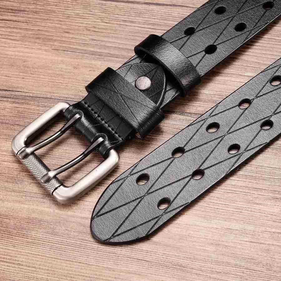 Svetunia Men's Double-Pin Leather Belt, alternate angle 6