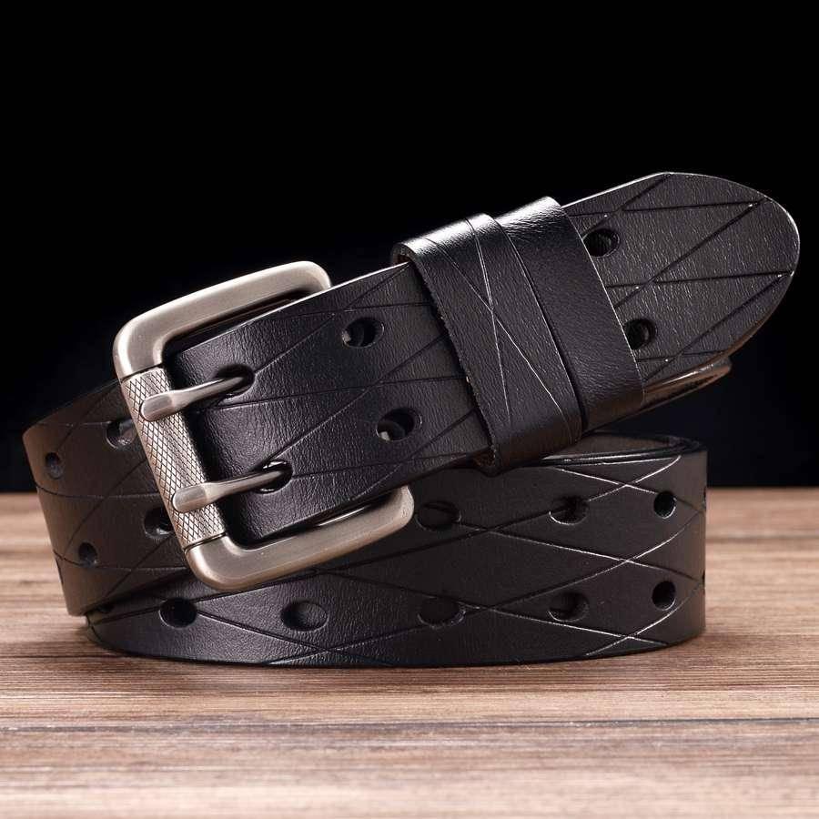 Svetunia Men's Double-Pin Leather Belt photographed for Eaton Row Co.
