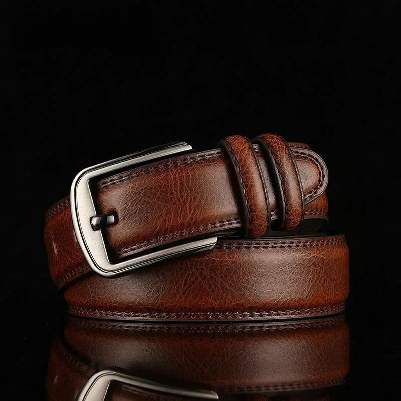 Heritage Men's 100% Cowhide Leather Belt photographed for Eaton Row Co.