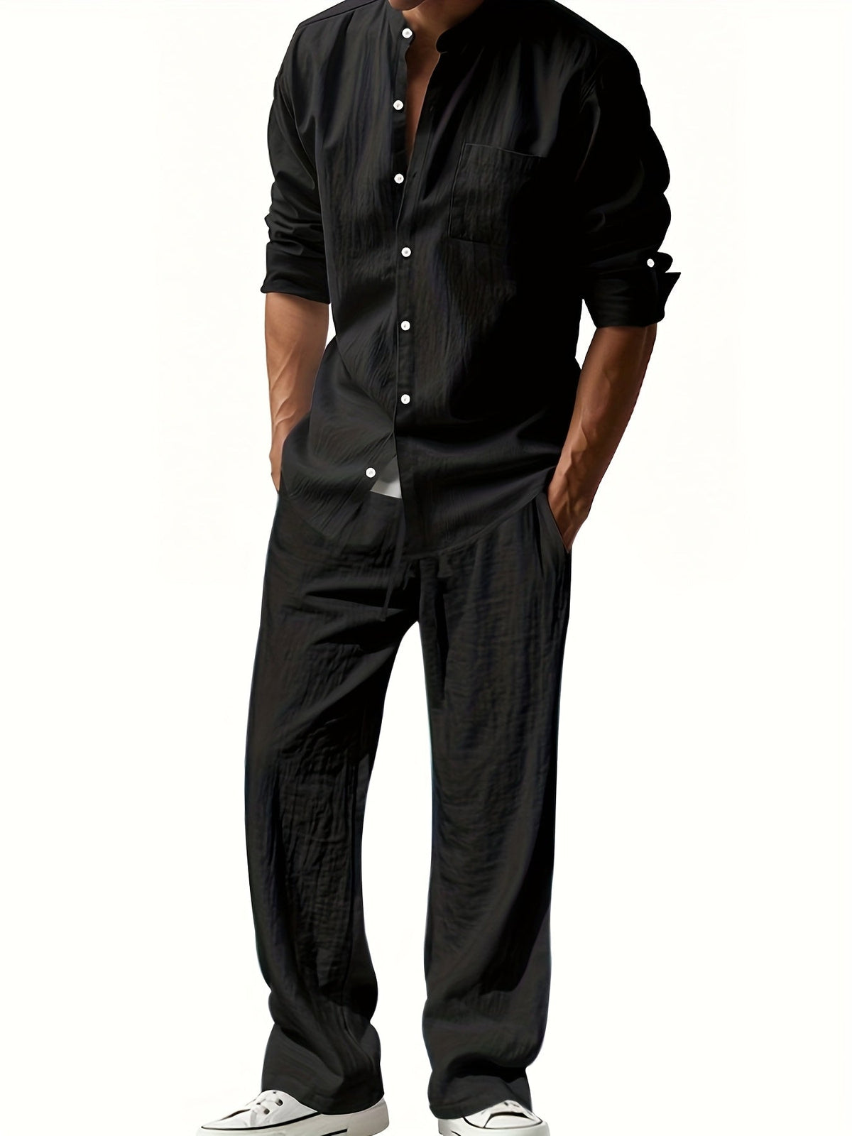 Owen Men's Casual Linen Set, alternate angle 4
