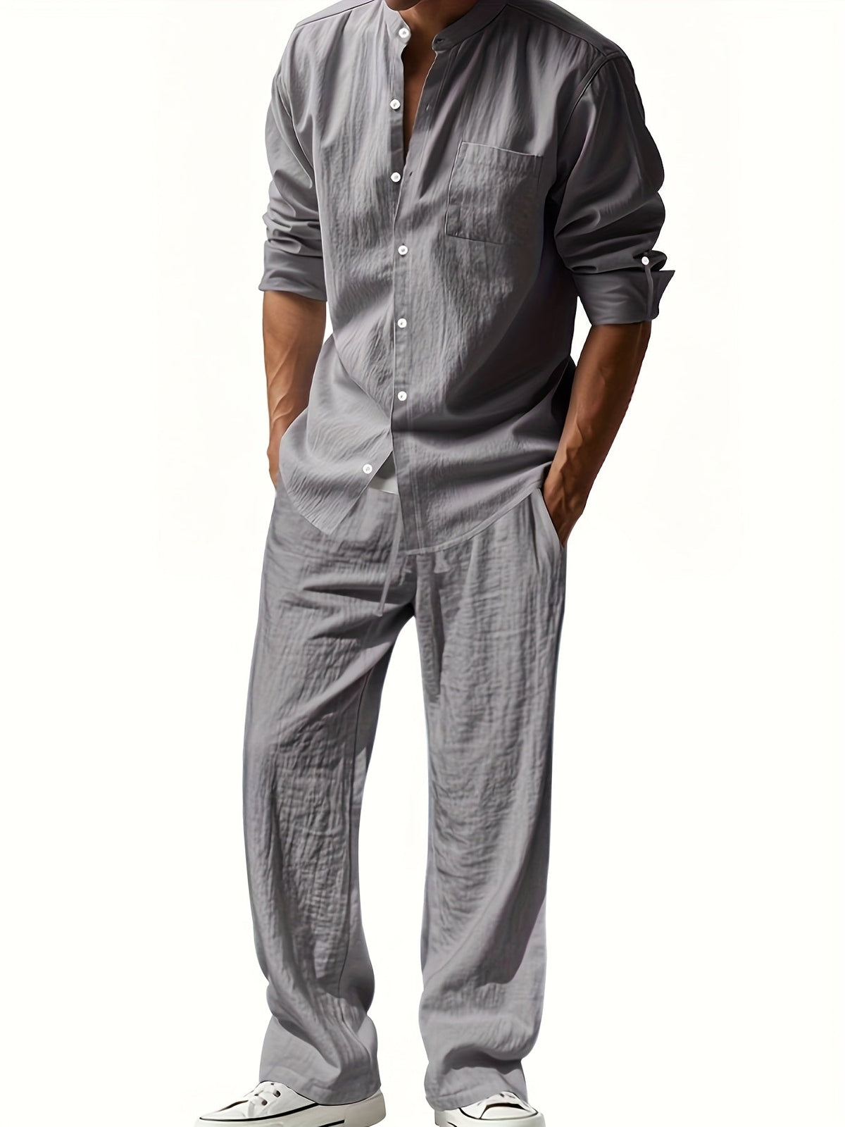 Owen Men's Casual Linen Set, alternate angle 8