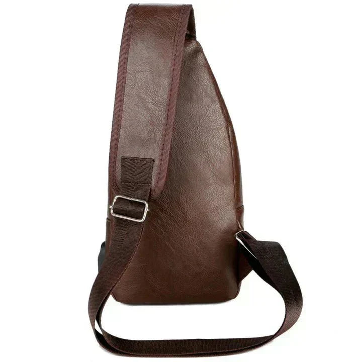 Men's Classic Leather Shoulder Bag, alternate angle 5