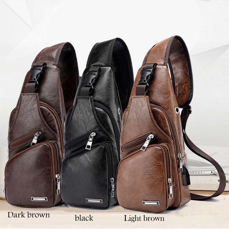 Men's Classic Leather Shoulder Bag, alternate angle 6