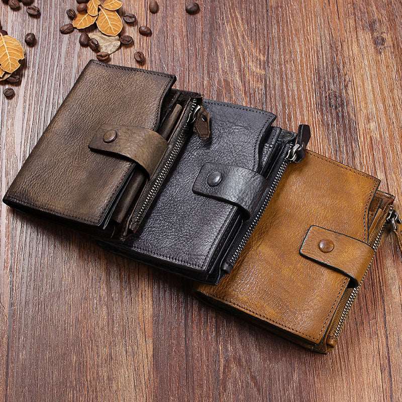 Men's Retro Cowhide Leather Wallet photographed for Eaton Row Co.