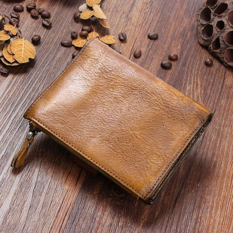 Men's Retro Cowhide Leather Wallet, alternate angle 2
