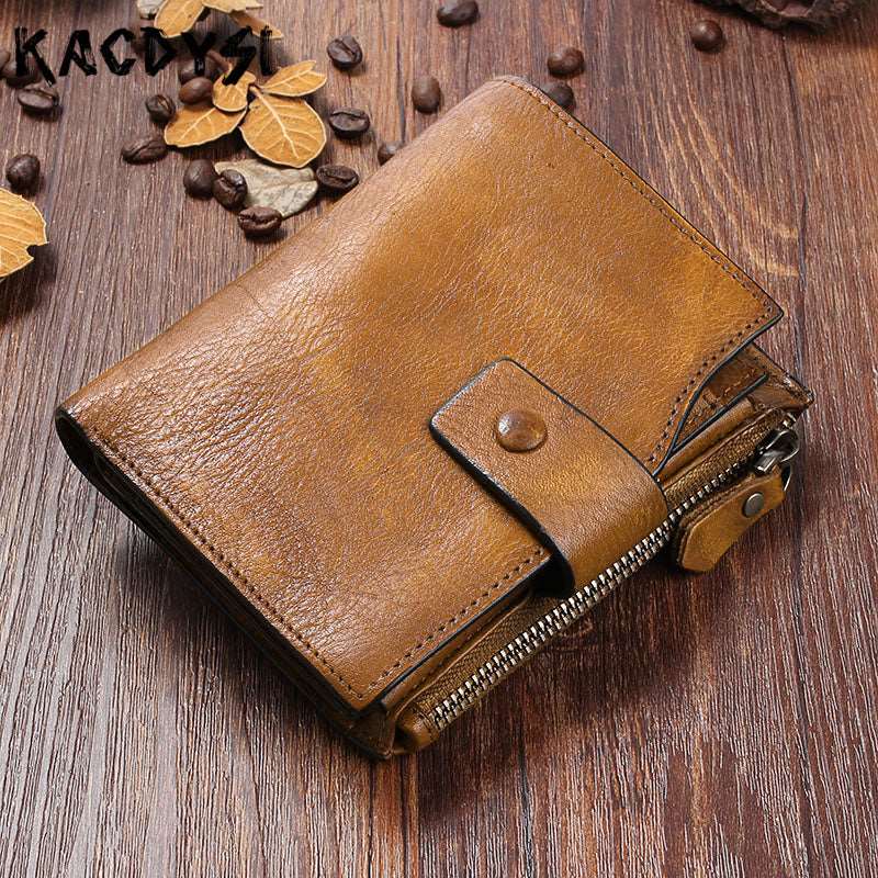 Men's Retro Cowhide Leather Wallet, alternate angle 3