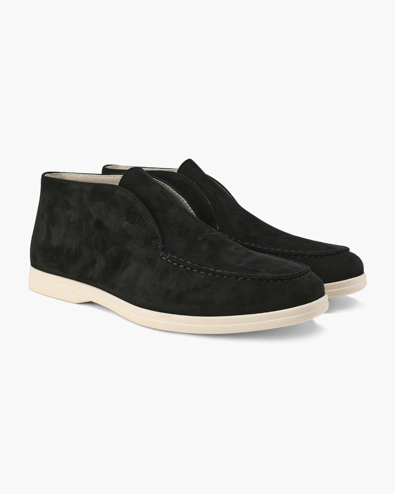 Men's Old Money High Suede Loafers photographed for Eaton Row Co.