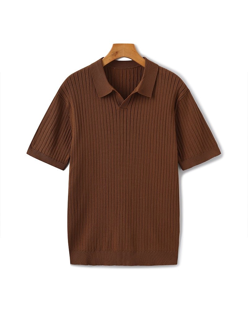 Men's Premium Ribbed Knit Polo Shirt, alternate angle 11