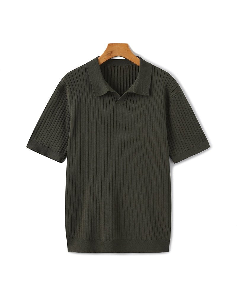 Men's Premium Ribbed Knit Polo Shirt, alternate angle 21
