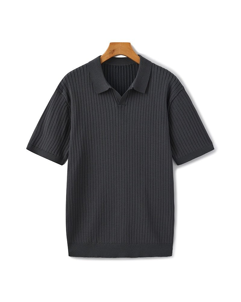 Men's Premium Ribbed Knit Polo Shirt, alternate angle 16