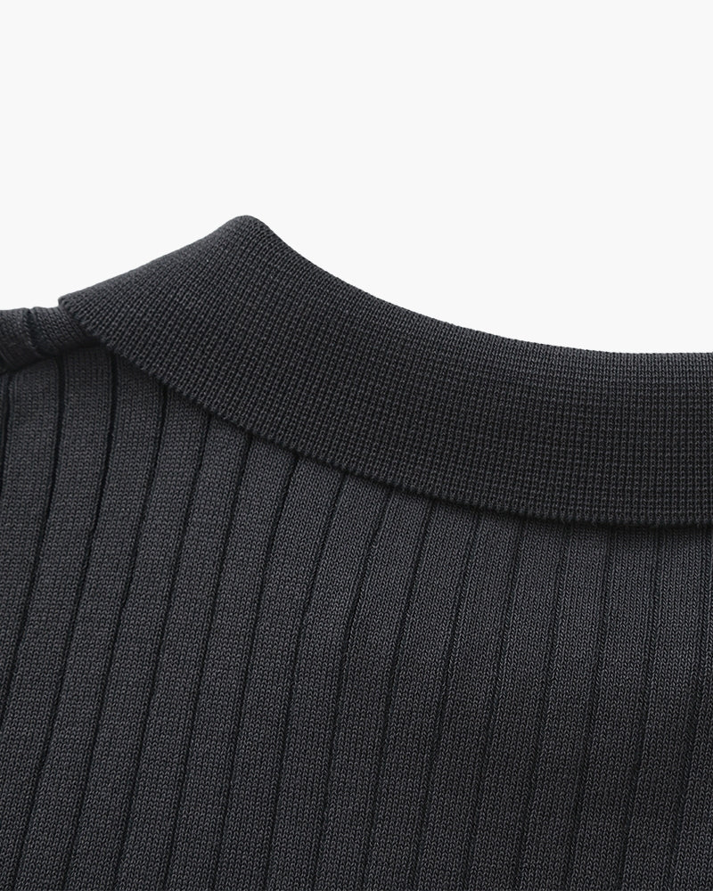 Men's Premium Ribbed Knit Polo Shirt, alternate angle 20