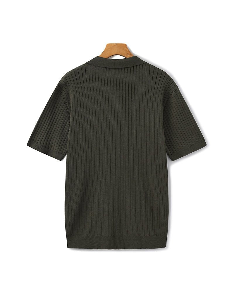 Men's Premium Ribbed Knit Polo Shirt, alternate angle 24