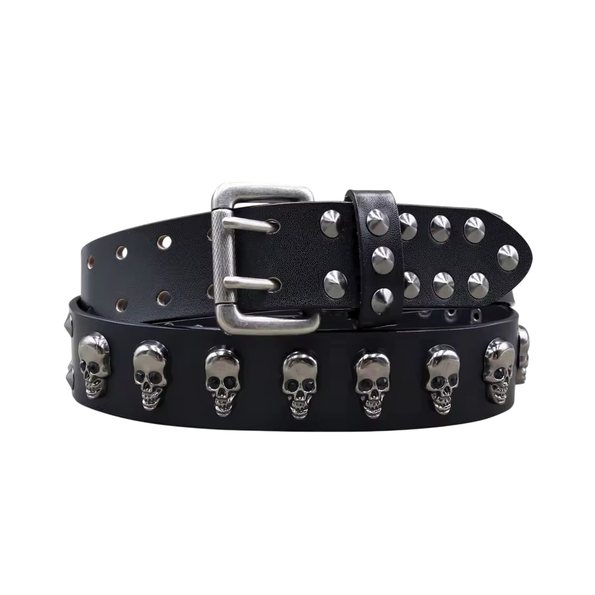 Men's Skull & Stud Genuine Leather Rivet Belt, alternate angle 10