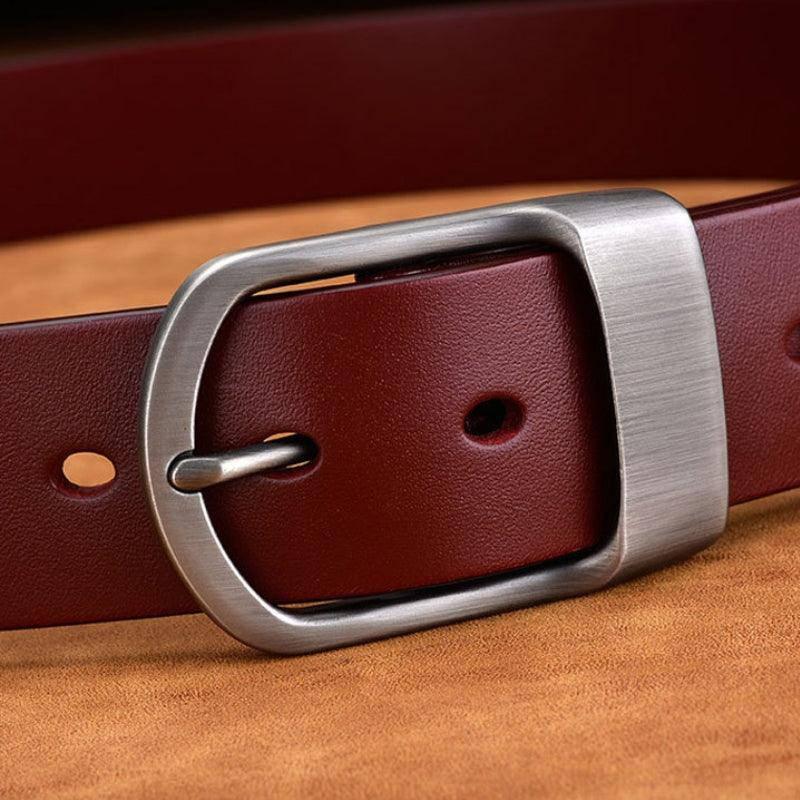 Vintage Men's Matte Buckle Leather Belt, alternate angle 5