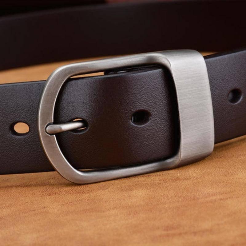 Vintage Men's Matte Buckle Leather Belt, alternate angle 6