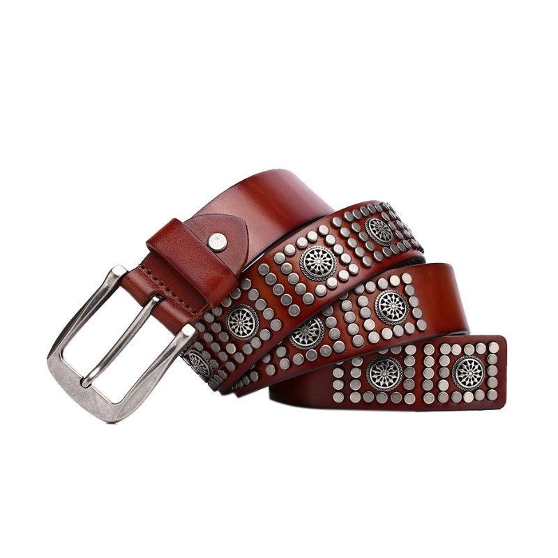 Makan Men's Studded Leather Belt, alternate angle 2
